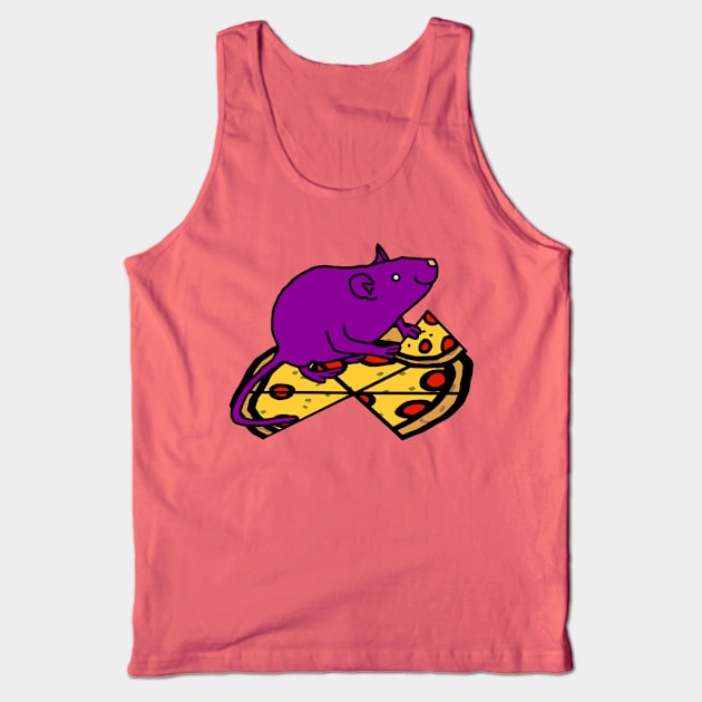 Hungry Purple Rat with Pizza Tank Top by ellenhenryart